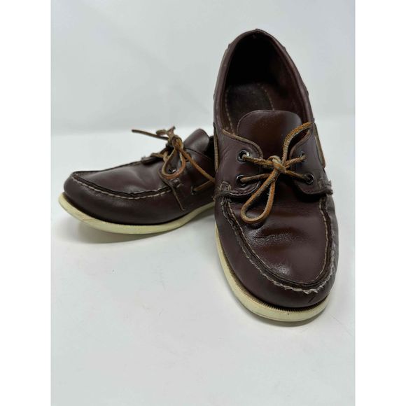 Sperry Mens Brown Leather Lace-Up Boat Shoes Size 9